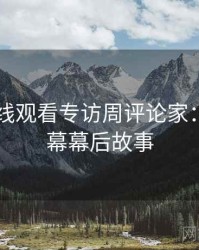 51网在线观看专访周评论家：财经内幕幕后故事