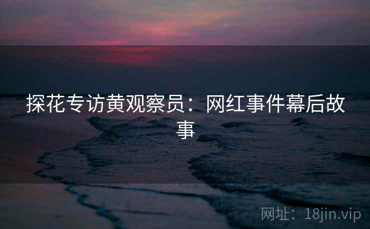 探花专访黄观察员:网红事件幕后故事 探花专访黄观察员:网红事件幕后故事